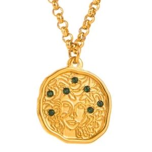 Medusa Necklace 18k Gold Goddess Greek Mythology August Birthstone Birthday Gift